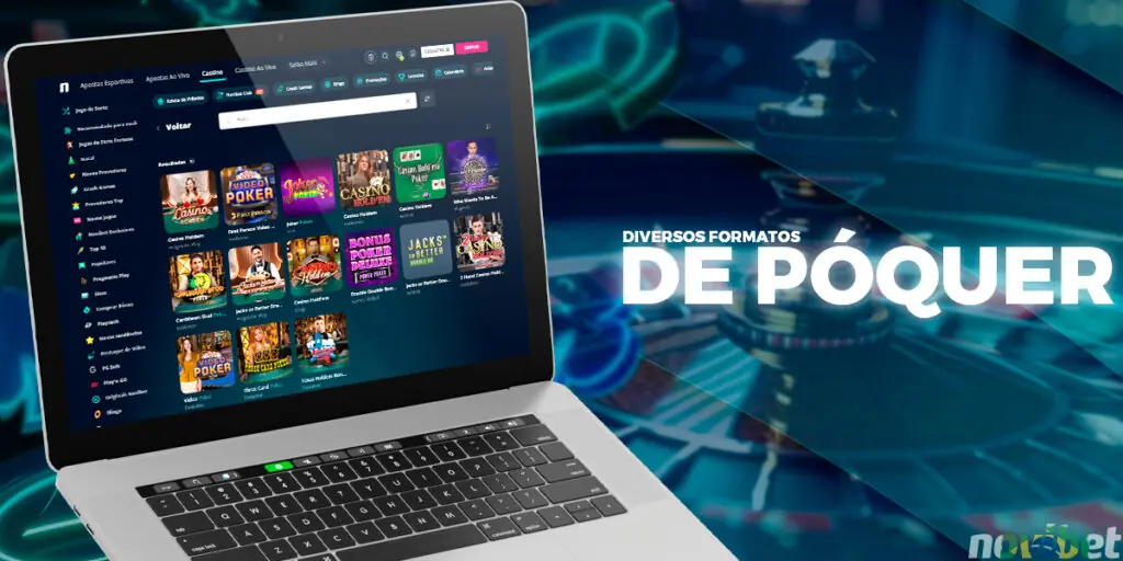 Opções para diferentes jogos de pôquer.